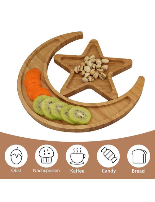 3013 WOODEN MOON STAR SHAPE TRAY