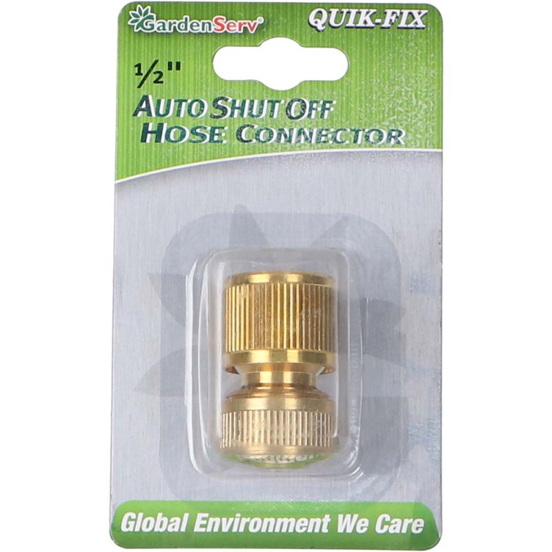 KB312 BRASS HOSE REPAIR CONNECTOR AUTO SHUT OFF 1/2" -