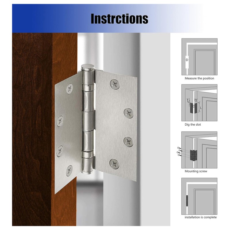 WOOD HINGES SILVER SS 4 X 3 X 4.5"