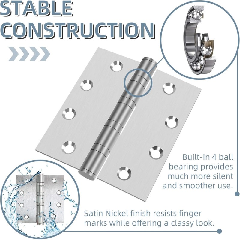 WOOD HINGES SILVER SS 4 X 3 X 4.5"