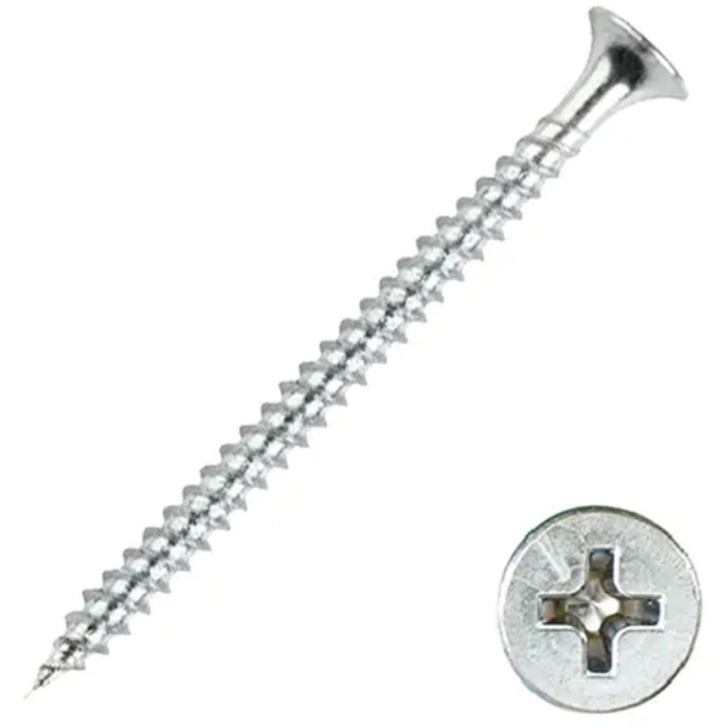 PHILLIPS BUGLE HEAD DRYWALL SCREW WHITE 2.5" × 8