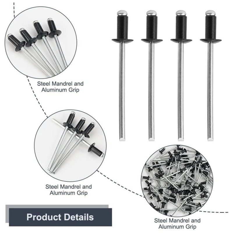 ALUMINIUM RIVET BLACK 3.2 X 6.4