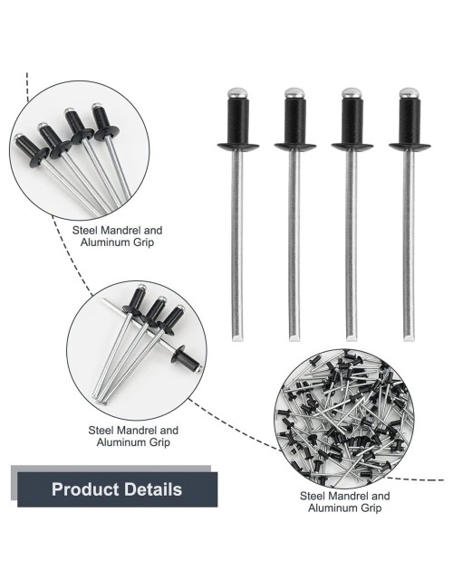 ALUMINIUM RIVET BLACK 3.2 X 6.4