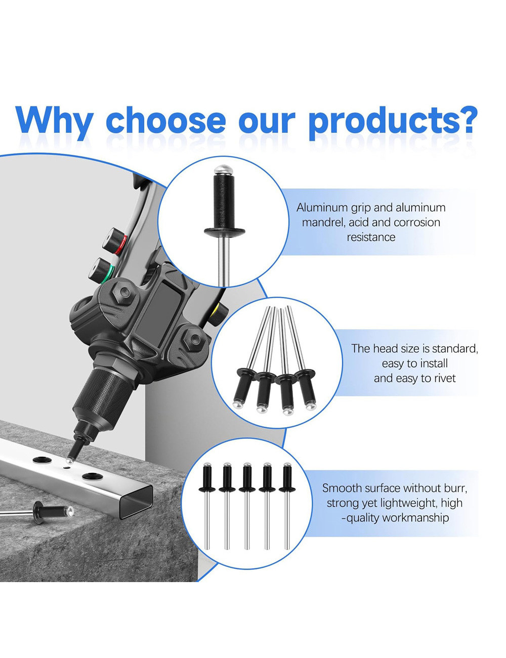 برشام المنيوم اسود 3.2 × 6.4