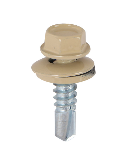 HEX WASHER HEAD ZINC PLATED SELF SCREW1"× 14 BEIGE
