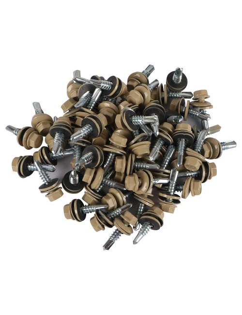 HEX WASHER HEAD ZINC PLATED SELF SCREW1"× 14 BEIGE