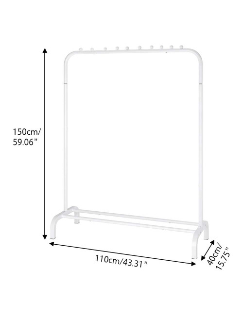 2045 CLOTH DRYING RACK WITH 1 TIER SHOE SHELEVE WHITE 110 × 150 × 40