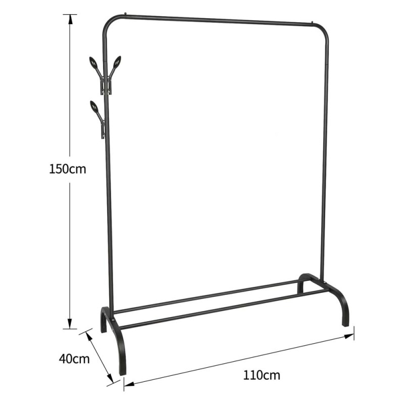 استاند علاقة ملابس حديد ابيض 110 × 150 × 40 سانتي