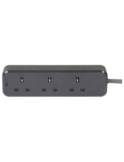 VOLT EXTENSION SOCKET 3WAY X 2MTR BLACK/GREY