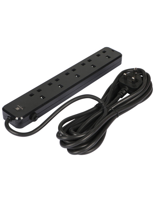 VOLT EXTENSION SOCKET 5WAY X 2MTR BLACK/GREY