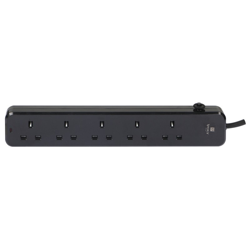 VOLT موزع كهرباء 5 فتحة × 2 متر اسود / رمادي