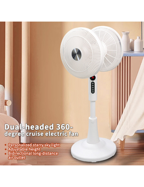 FH360-002DC 5IN1 360 SMART DOUBLE HEAD ELECTRIC STAND FAN 80W