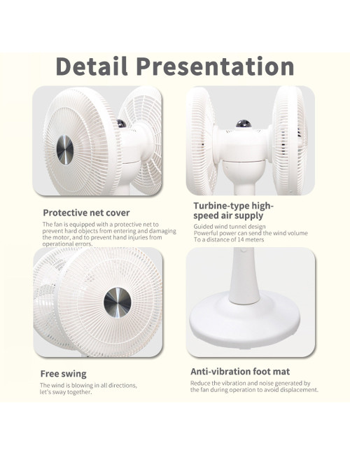 FH360-002DC 5IN1 360 SMART DOUBLE HEAD ELECTRIC STAND FAN 80W