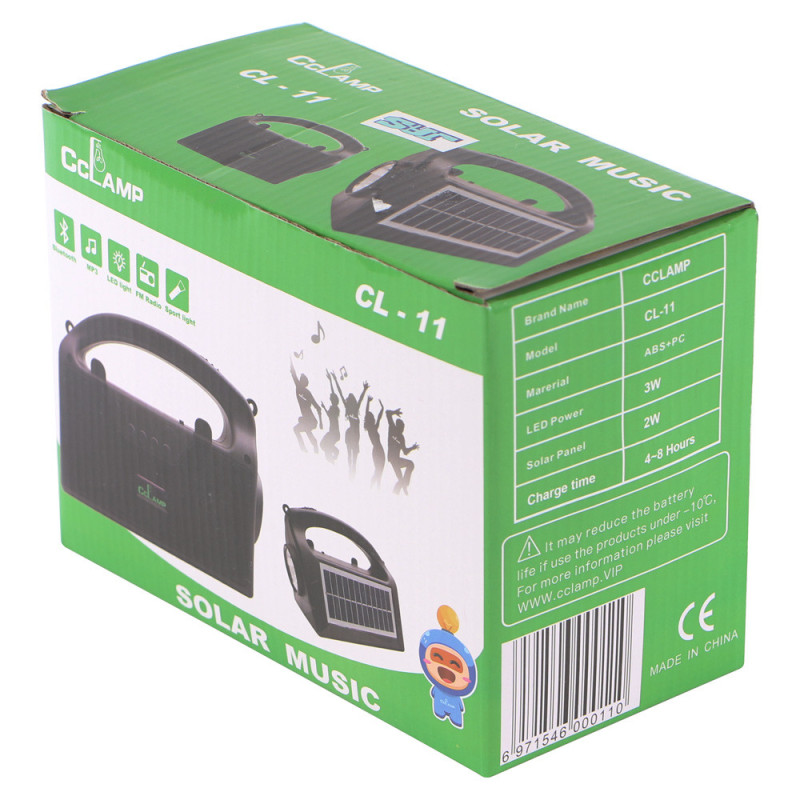 CL11 SOLAR POWER PORTABLE REACHARGEABLE TORCH LIGHT WITH BLUETOOTH SPEAKER