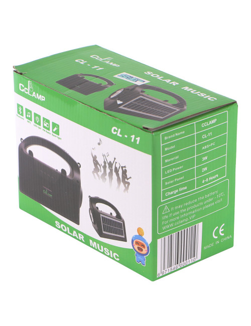 CL11 SOLAR POWER PORTABLE REACHARGEABLE TORCH LIGHT WITH BLUETOOTH SPEAKER