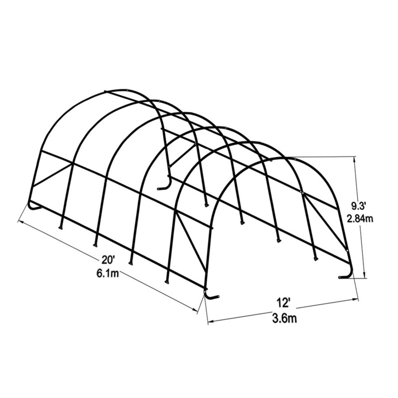 103-1115 ARCH TOP STYLE SHELTER 3.6 x 6 x 2.8 MTR