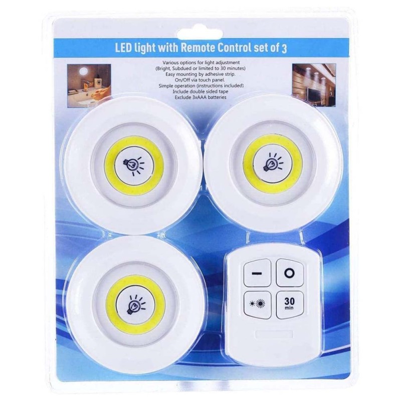 ROUND LED WITH REMOTE CONTROL 3 PCS SET