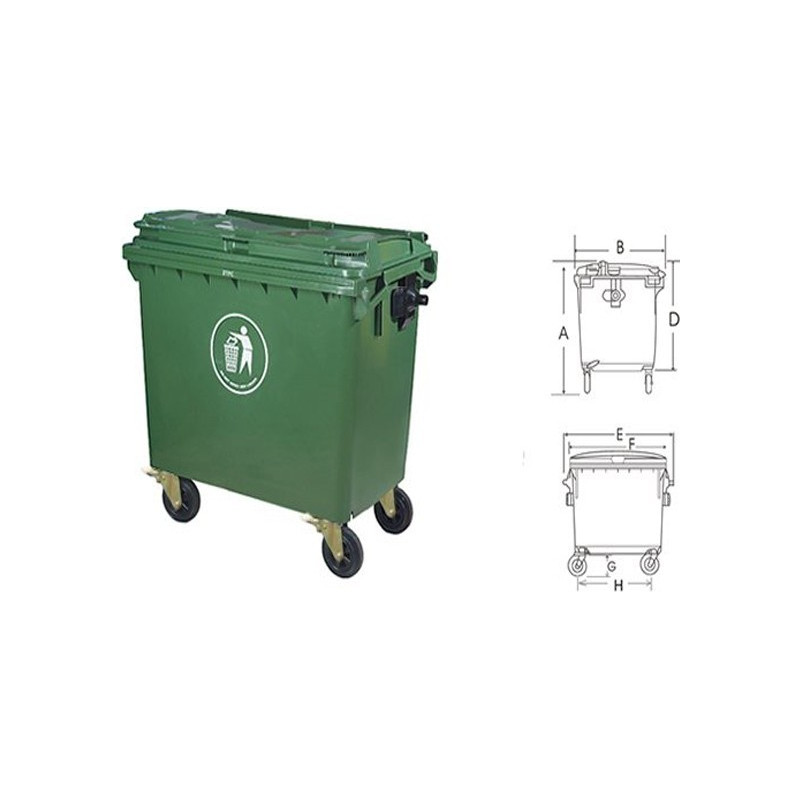 YY-660 درام زبالة كبير جامبو 4 عجل رمادي660 لتر CHN