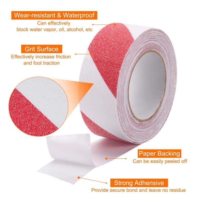 ANTI SLIP TAPE RED/WHITE 5CM 18M