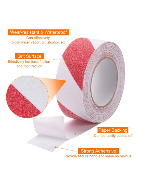 ANTI SLIP TAPE RED/WHITE 5CM 18M