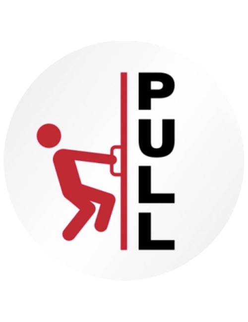 PULL ROUND STCIKER 15 X 15CM