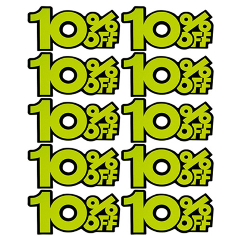 SALE STICKERS 10% OFF 9 X 18CM