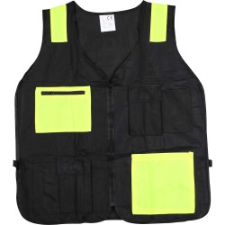 REFLECTIVE SAFETY VEST BLACK 6 POCKETS