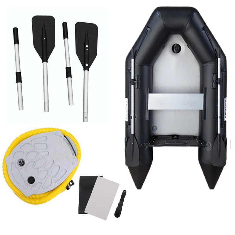 RUBBER SPEED BOAT BLACK GOLD STEEL 230×133×35CM 34KG