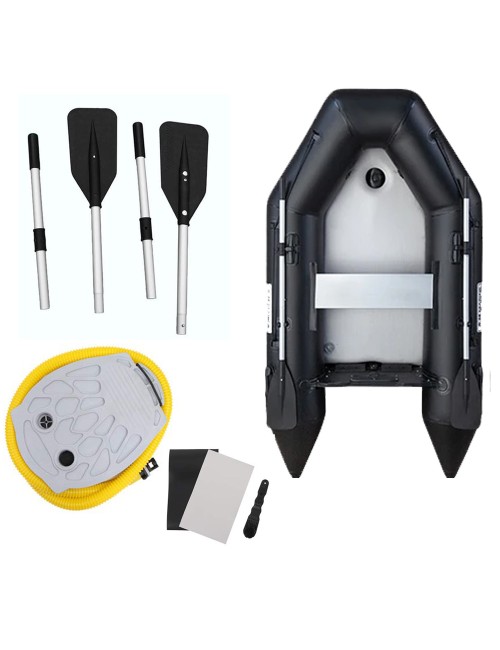 RUBBER SPEED BOAT BLACK GOLD STEEL 230×133×35CM 34KG