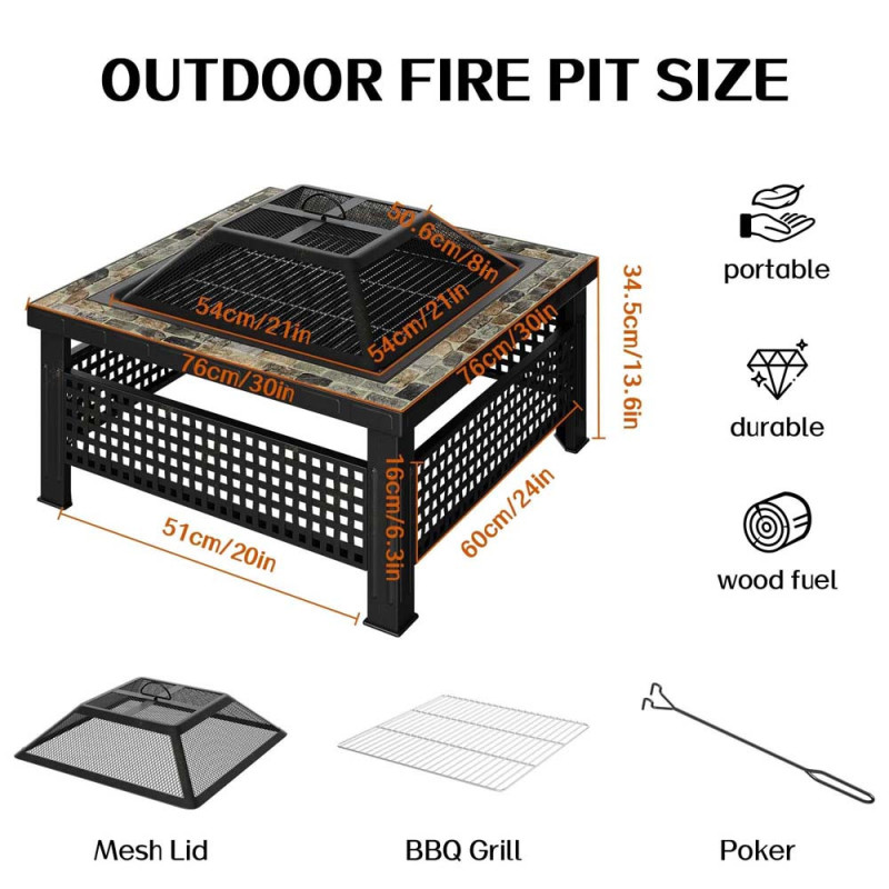 2210 BARBECUE STOVE 76X76X50CM