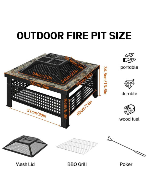 2210 BARBECUE STOVE 76X76X50CM
