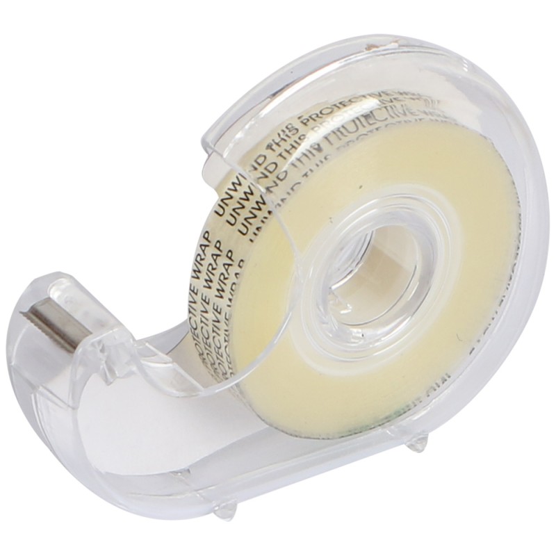 DOUBLE SIDED CLEAR TAPE WITH DISPENSER 1/2" X 25 MTR