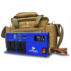 KM-950 MULRIFUNCTIONAL MOBILE POWER 12V 1 LED BULB & 1 COB LIGHT WITH INVERTER