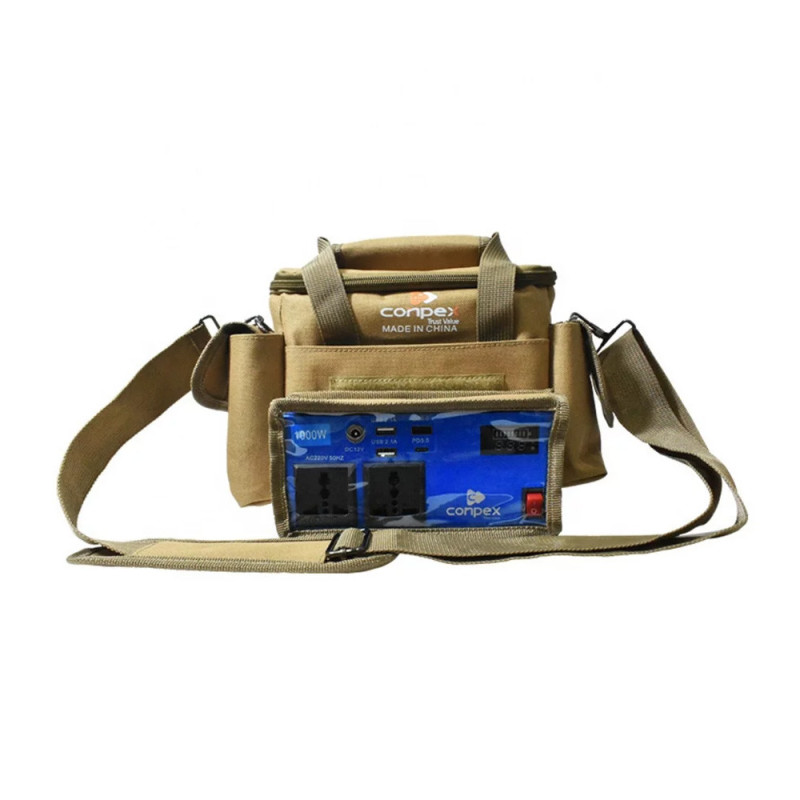 KM-950 MULRIFUNCTIONAL MOBILE POWER 12V 1 LED BULB & 1 COB LIGHT WITH INVERTER