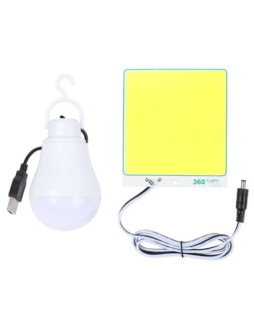 KM-950 MULRIFUNCTIONAL MOBILE POWER 12V 1 LED BULB & 1 COB LIGHT WITH INVERTER