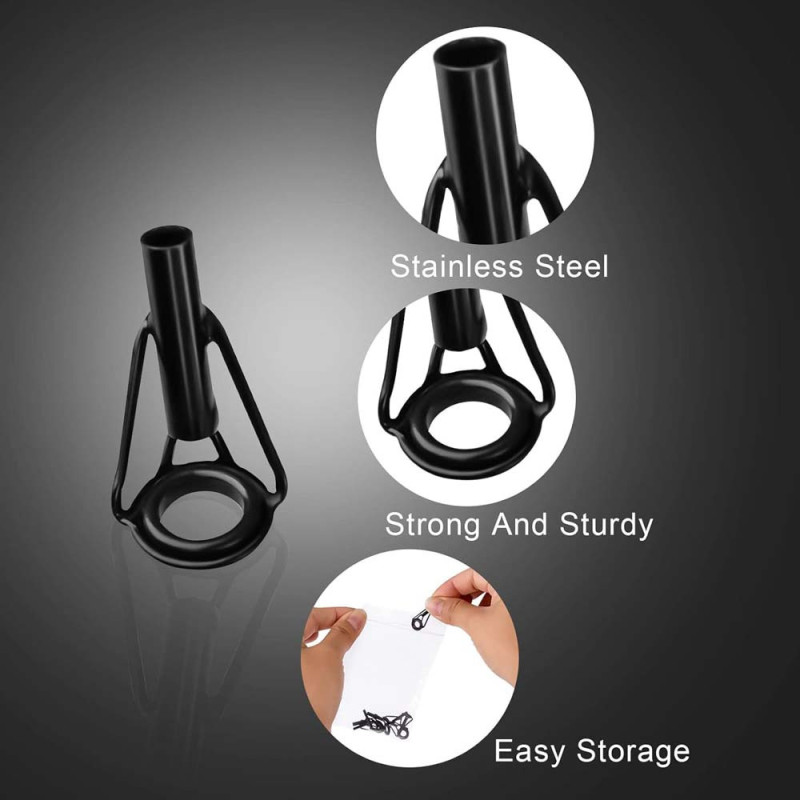 -89 FISHING ROD TIP EYEPIECES BLACK 50PCS