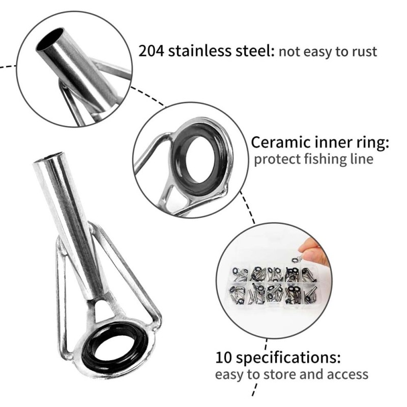 -90 FISHING ROD TIP EYEPIECES SILVER 80PCS هوك