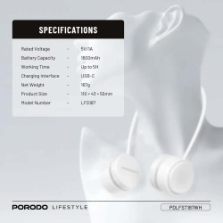 PDFKS187WH 1600MAH مروحة رياضية تعليق علي العنق شحن