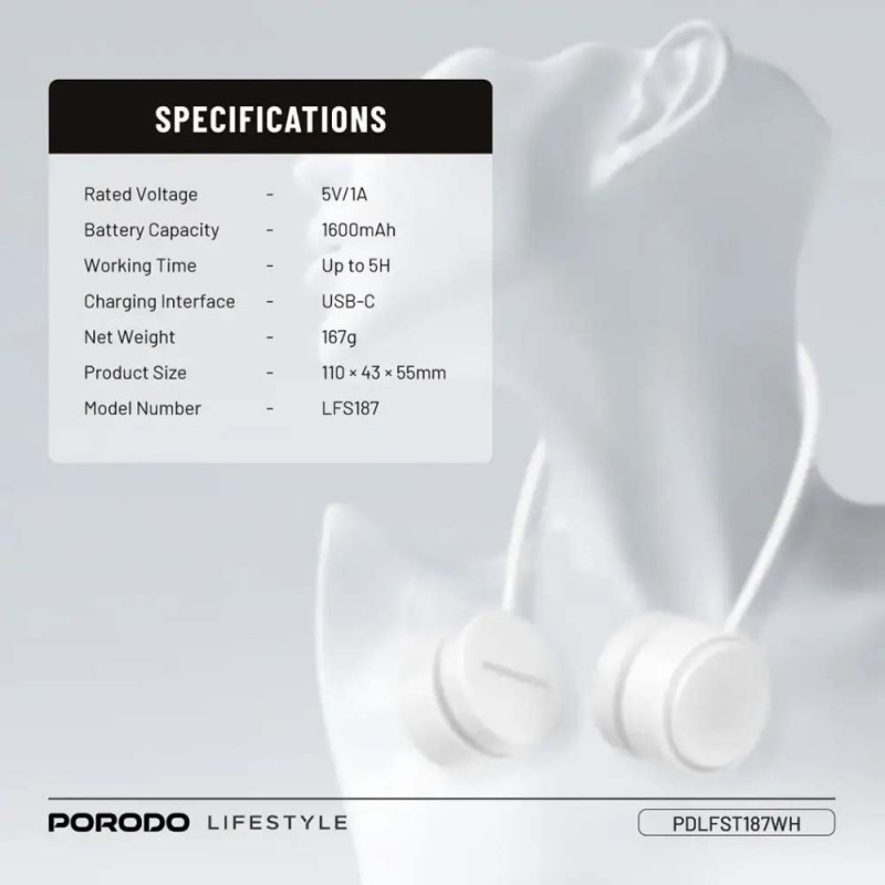 PDFKS187WH MINI FLEXIBLE NECK FAN 1600MAH