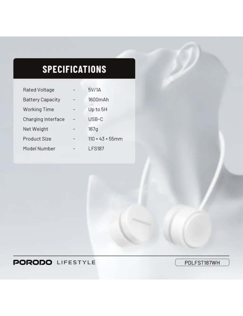 PDFKS187WH MINI FLEXIBLE NECK FAN 1600MAH