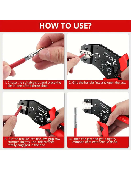 JUMLEE J-SN2546B CRIMPING PLIER 7" 2.5, 4 & 6 MM