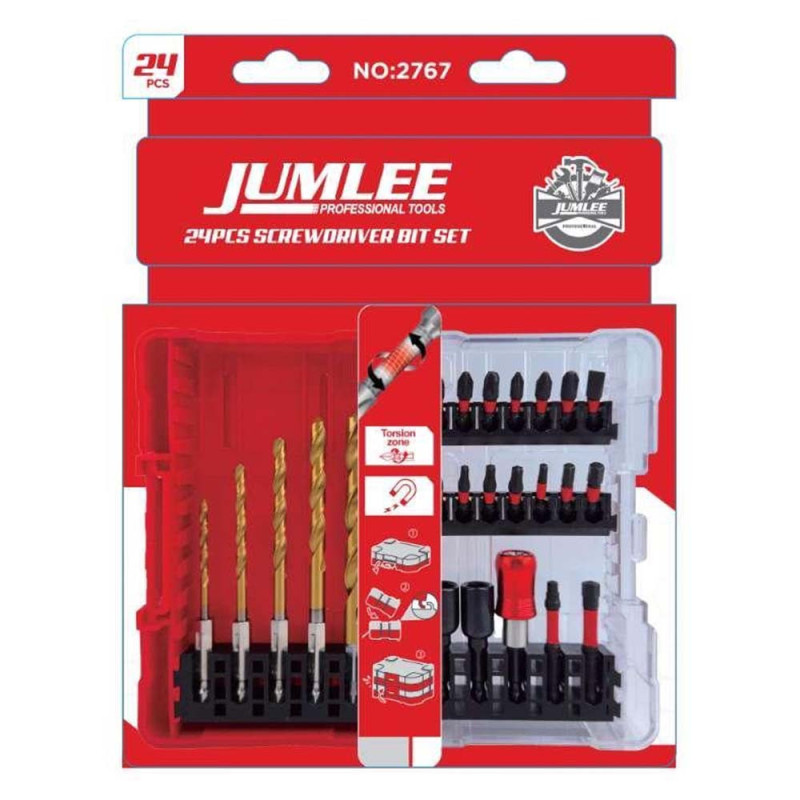 JUMLEE 2767 طقم درنفيس و ريشة دريل 24 حبة