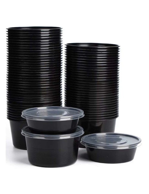 MCR008 MICROWAVE ROUND BLACK BOWL 500ML