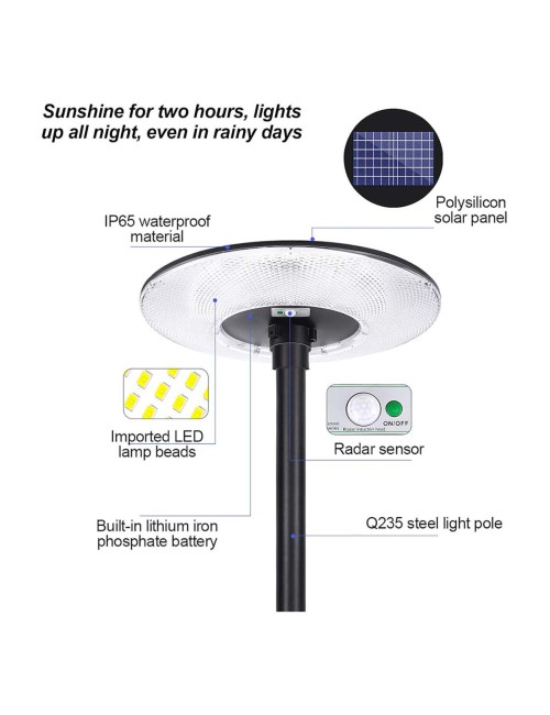 SOL-UFO300W-W/Y كشاف رحلات طاقة شمسية مدور استاند ريموت