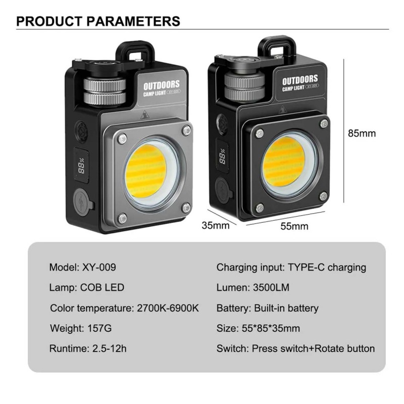 XY-009 CAMPING LAMP MULTICOLOUR TEMPERATURE REGULATION