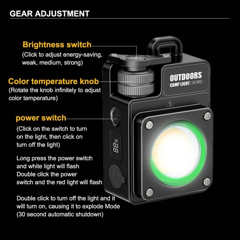 XY-009 CAMPING LAMP MULTICOLOUR TEMPERATURE REGULATION