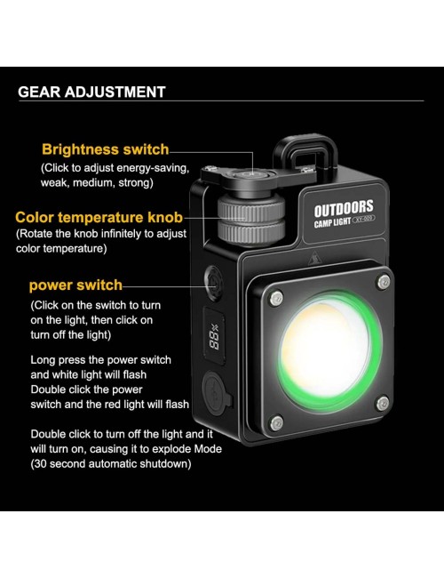 XY-009 CAMPING LAMP MULTICOLOUR TEMPERATURE REGULATION