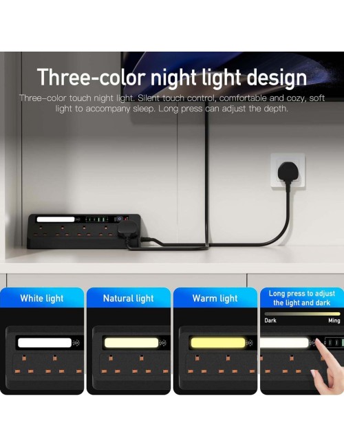 GD-B926 POWER SOCKET 3250W MULTI PORT WITH TORCH LED LAMP