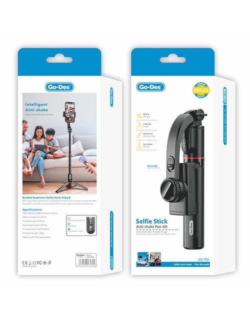 GD-F06 SELFI STICK ANTI-SHAKE PAN-TILT