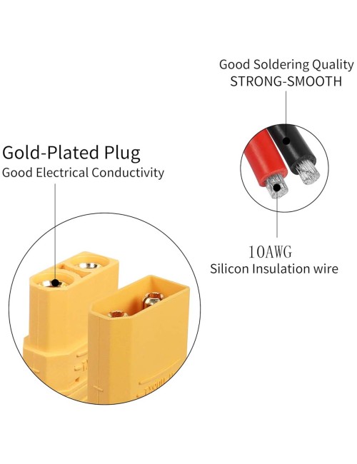 XT90 BATTERY M/F CONNECTOR PLUG WITH SILICON 14 AWG WIRE FOR 7.4V